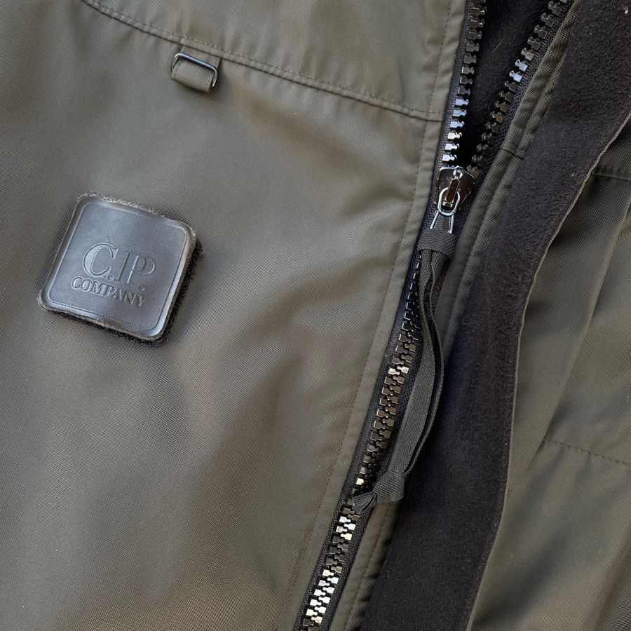 cp company rubber logo badge on torch jacket from urban protection range