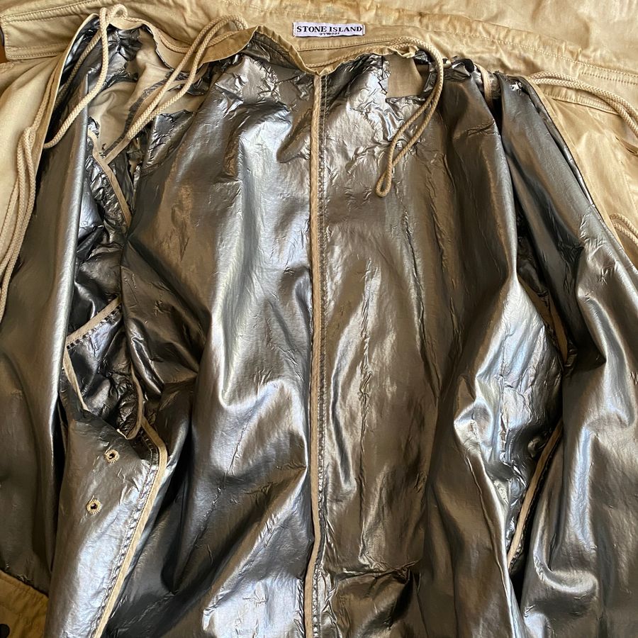 Stone Island AW '03/'04 Raso Gommato Metallic Cover Trench Coat (XL/XXL)