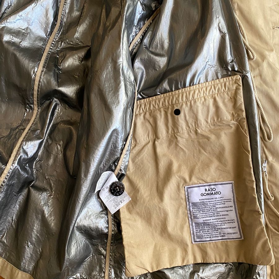 Stone Island AW '03/'04 Raso Gommato Metallic Cover Trench Coat (XL/XXL)