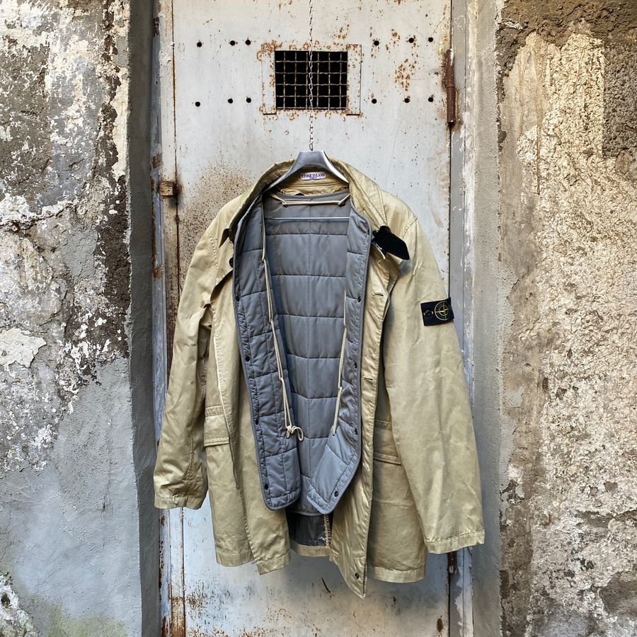 Stone Island AW '03/'04 Raso Gommato Metallic Cover Trench Coat (XL/XXL)