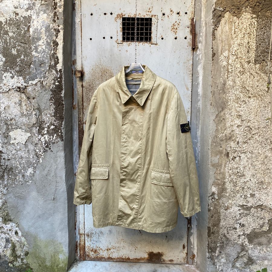 Stone Island AW '03/'04 Raso Gommato Metallic Cover Trench Coat (XL/XXL)