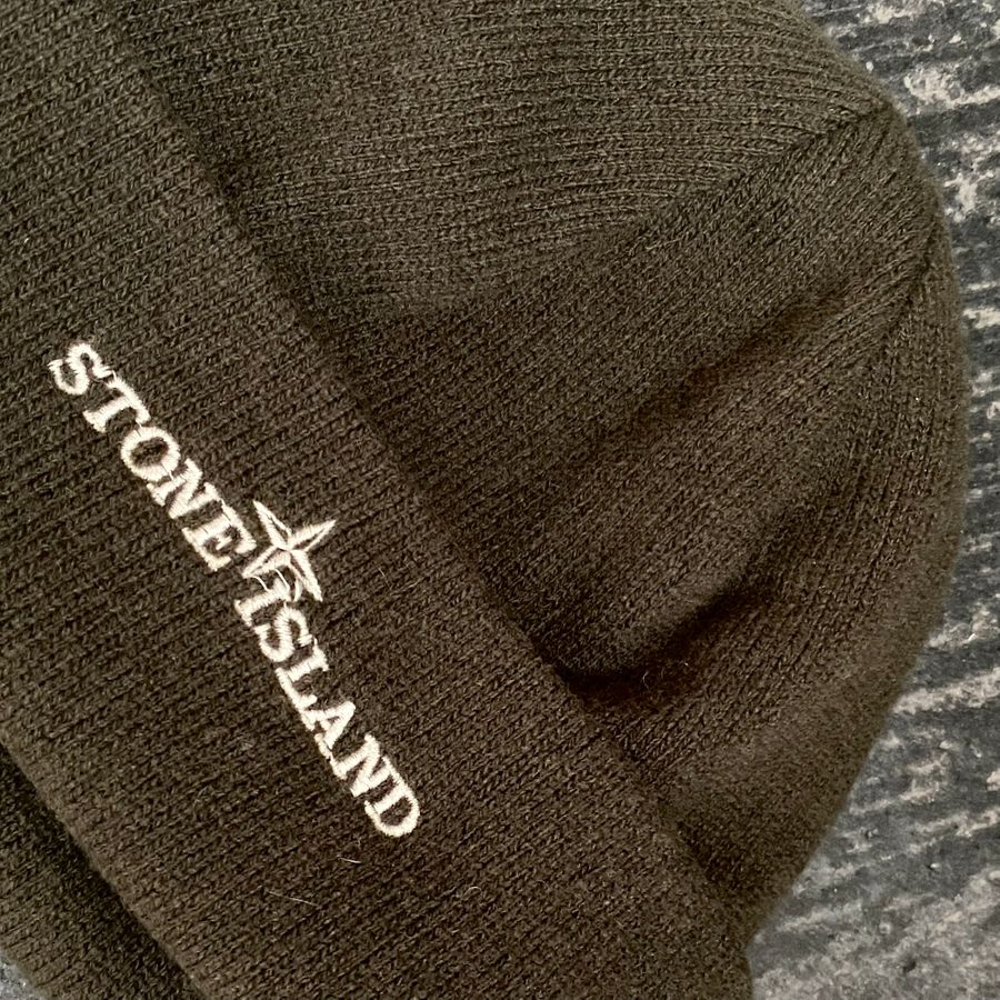 vintage stone island aw 2003 logo beanie