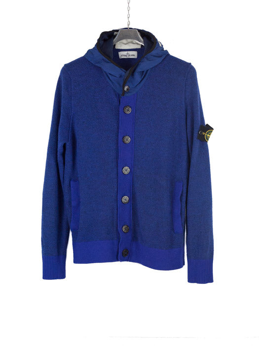 Stone Island AW 2012 Hooded Knit Cardigan Blue