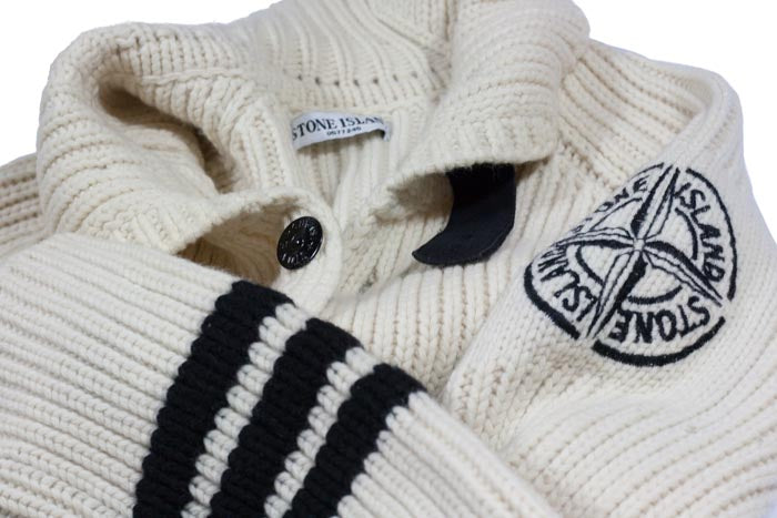 Stone Island AW 2005 Heavy Wool Knit Cardigan Marina stripes