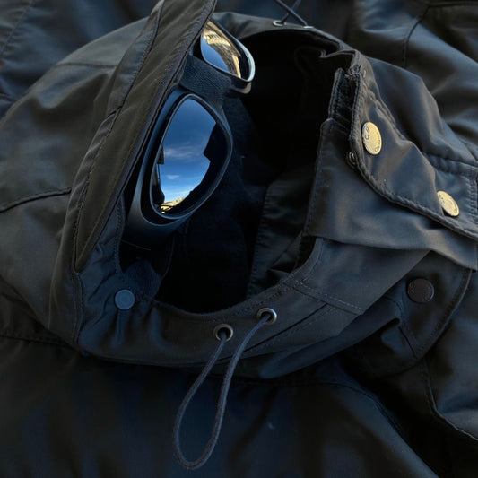 cp company jacket with race goggles 500 miglia