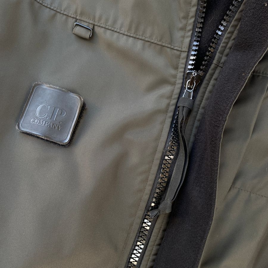 cp company rubber logo badge on torch jacket from urban protection range
