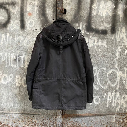 cp company goggle jacket in leather and cotton from 2005