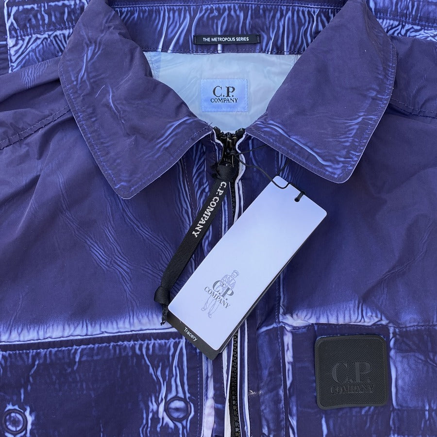 cp company tracery overshirt in blue
