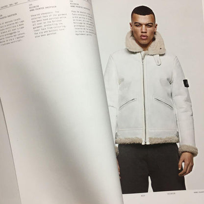 stone island archivio 30th anniversary book hand painted sheepskin jacket white 2006