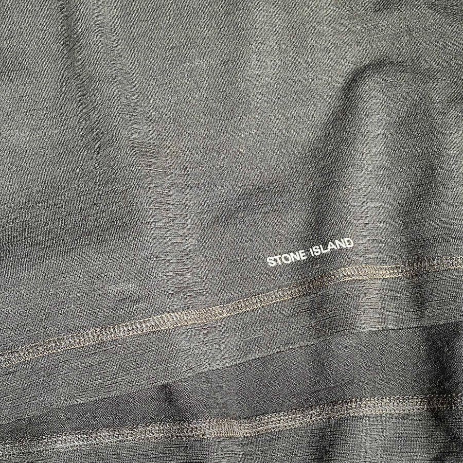 stone island spell out logo on merino wool shirt