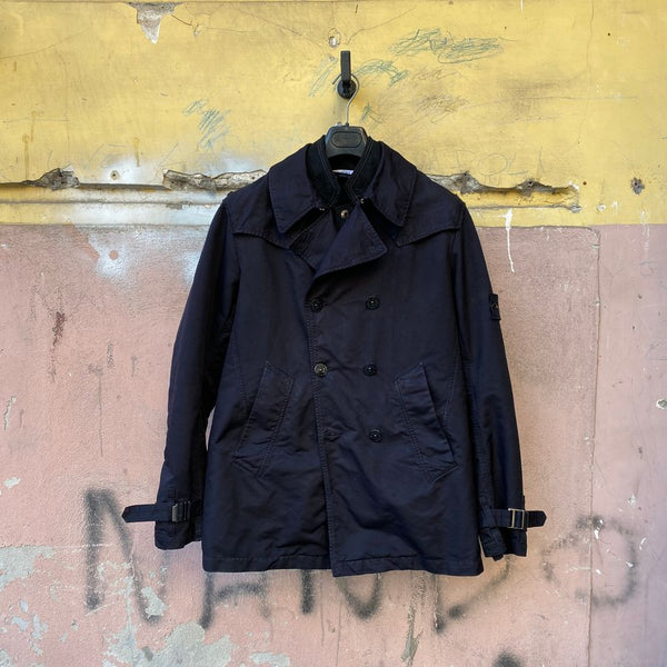 stone island david trench coat in navy