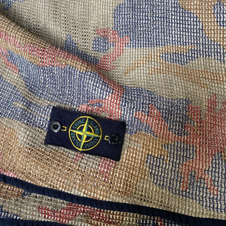 camouflage scarf by stone island with badge