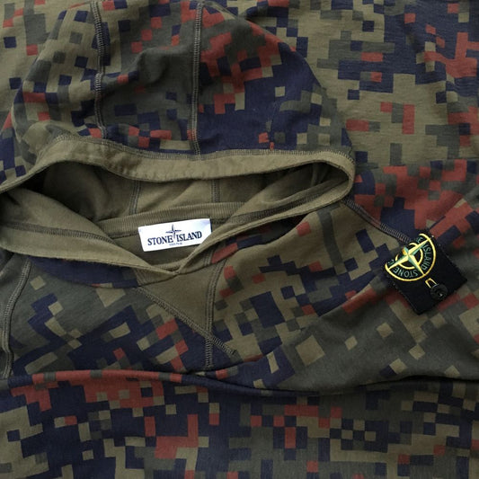 Stone Island AW 2012 Pixel Camouflage Reversible Hooded Sweatshirt - L/XL