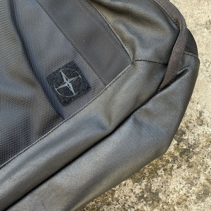 stone island velcro logo on tote bag