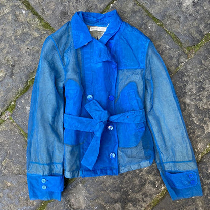 stone island serie 100 mesh trench coat in blue