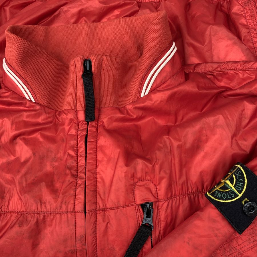stone island 2013 micro ripstop 7 den tyvek bomber jacket in red