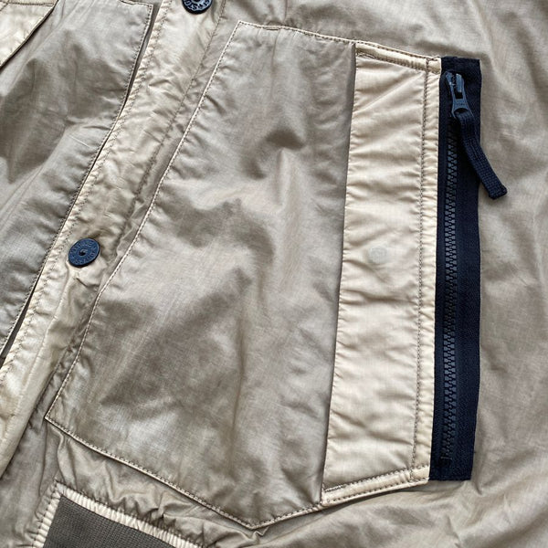 garment dyed mussola gommata fabric by stone island