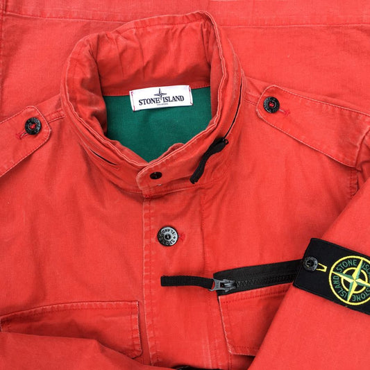 stone island tela stella field jacket in red 