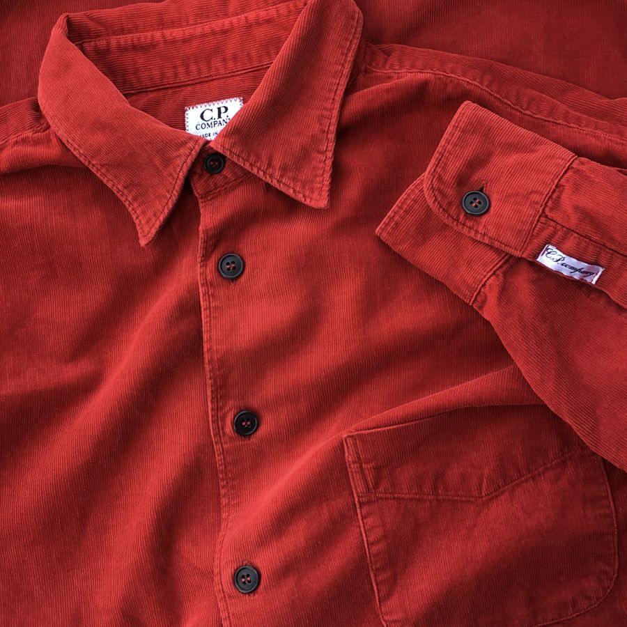 vintage c.p. company corduroy shirt in red