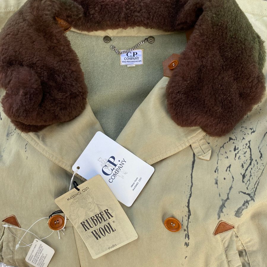 vintage cp company jp sartre coat in rubber wool